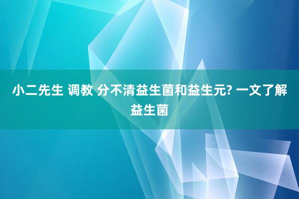 小二先生 调教 分不清益生菌和益生元? 一文了解益生菌