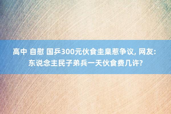 高中 自慰 国乒300元伙食圭臬惹争议, 网友: 东说念主民子弟兵一天伙食费几许?